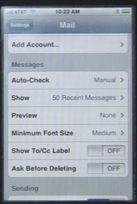 iPhone Settings Mail