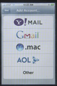 iPhone Settings Mail Add Account Choices