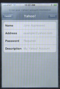 iPhone Settings Mail Add Account Information